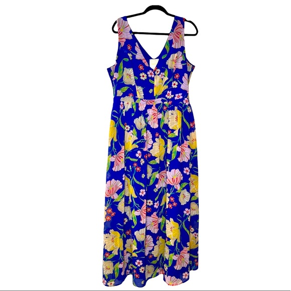 Modcloth Dresses & Skirts - MODCLOTH V Neck Sleeveless Floral Plus Size Flowy Feminine Maxi Flounce Dress 1X